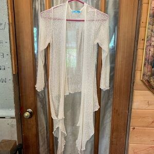 Y2K Women’s Medium Sheer White Crochet Fairy Resort wear Cover Up Whimsy Friends